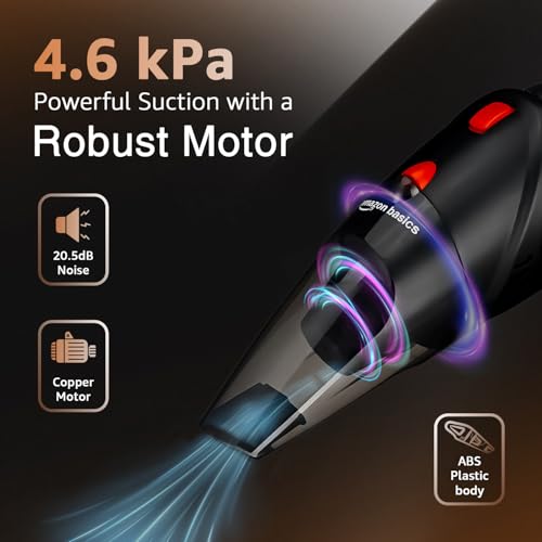 Image of Amazon Basics Cordless Vacuum Cleaner for Car & Home | Powerful Suction | Dual Mode, 7600mAh Rechargeable Battery & 12V DC Car Port | High Power Portable Lightweight Wireless Vacuum | Black