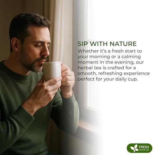 Image of FreshDrinkUS, Premium 75 Tea Bags Men Super Tea - Herbal Blend with Senna, Dandelion Root, Ginger, Peppermint & More - 100% Natural, Sugar-Free. Caffeine-Free. Gluten-Free. Vegan