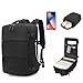 Kono Medium Travel Backpack with USB Charging Port & Shoe Compartment, Waterproof Carry On Backpack for Men & Women, Lightweight Daypack with Multiple Pockets for College, Business, Travel (Black)