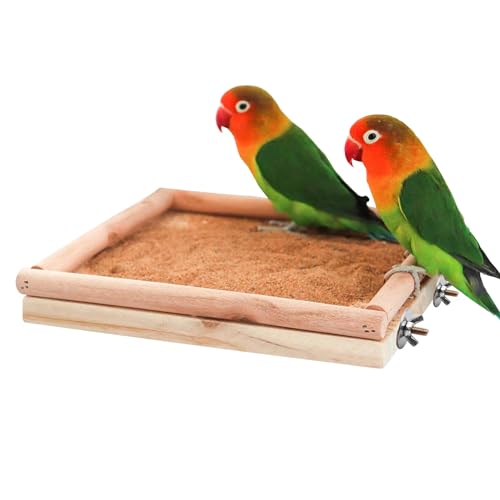 Dnoifne Natural Wooden Parrot Bird Perch Stand, Natural Wooden Bird Cage Stand Pole Accessories, Paw Grinding Standing Climbing Perch for Parrot, Parakeet, Budgies, Lovebirds
