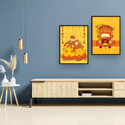 Image of NoWorries Kathputi art Wall Frames for Home Decor /Kathputli Paintings for Wall decoration - Traditional art Big Size Frames for Wall Decor - Set of 2 Puppetry Wall framed Paintings (Theme-traditional) (Synthetic Wood frame) (Leminated 300 GSM Pigment Digital Print) (framed, Multicolur) Set of 2