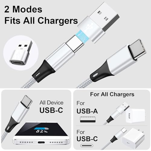 Image of USB C Splitter Multi Charging Cable,USB A /C to USB C QC 3.0 Fast Charging[2Pack 4Ft], 4 in 2 Multi Charger Cord, with 4 Type-C Connectors Compatible with Cell Phones Tablets and More