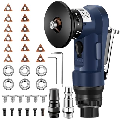 Image of Pneumatic Chamfering Tool, 30000 RPM Air Chamfer Tool with 6 Bearings & Complete Screw Kit for Deburring & Beveling, Includes 8 C & 6 R Blades, 45, 1 /4 inch Air Inlet for Metal, Wood, PVC, Acrylic
