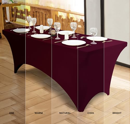 Image of Utopia Kitchen Spandex Tablecloth 2 Pack [6FT, Burgundy] Tight, Fitted, Washable and Wrinkle Resistant Stretch Table Cloth Rectangle Cover for Trade Show, Weddings & Parties [72Lx30Wx30H Inch]