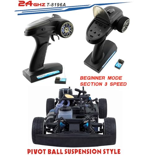 BINGXMF Nitro RC Cars Truck 1/10 Two Speed Nitro Gas Power Truck for Adult Professional Fast Drift Remote Control Car Nitrogen Drive 4WD 80KM/H Metal Chassis Gas Off Road Short Course Truck (Black)