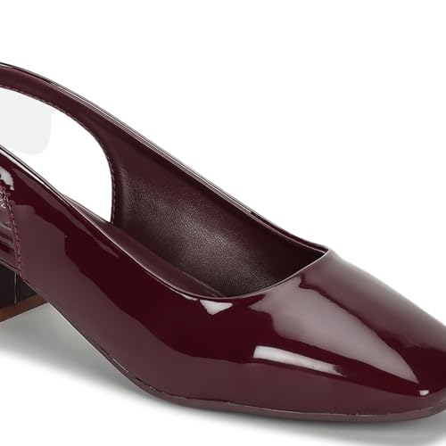 Image of Marc Loire Women Square Toe Solid Block Heel Pumps for Office, Party and Formal Wear