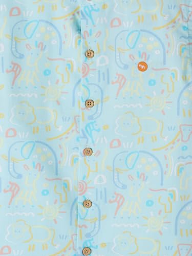Milou Cotton Half Sleeve Mandarin Collar Printed Shirt - Light Green - Image 4 thumbnail