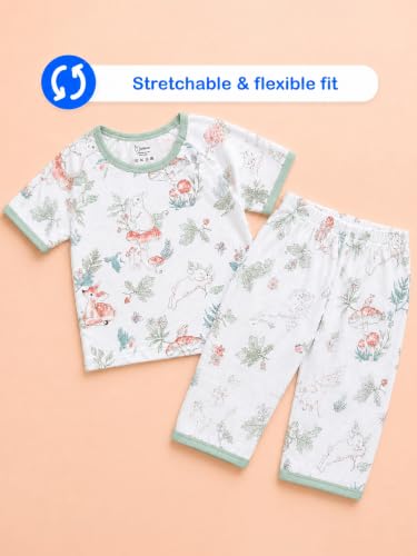 Image of Kidbea Kids Bamboo Viscose Co-Ord Set, Half Sleeve Round Neck Night Suit