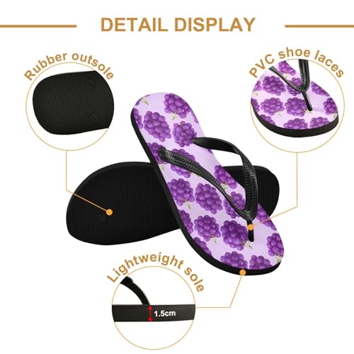 Grape Lilac Flip Flops for Beach Thong Sandals Anti-slip Lightweight Flat Slippers for Summer Outdoor Travel3