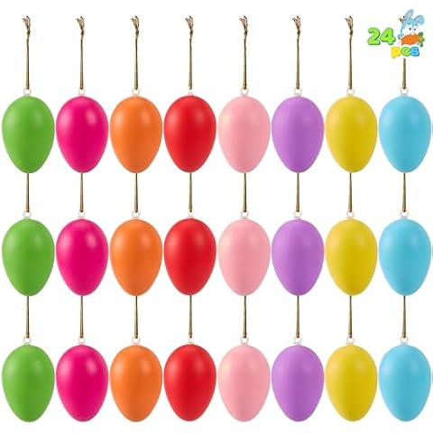 JOYIN 24 Pcs Colourful Easter Hanging Eggs Cover