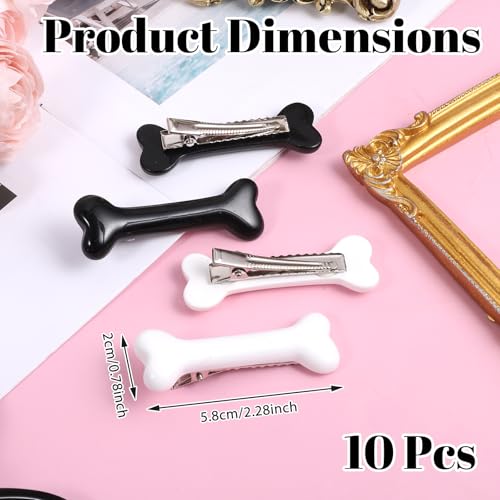 10 Pinzas para cabello hueso de resina blanco y negro miniatura 2