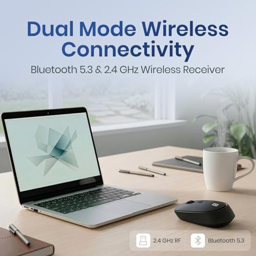 Image of Portronics Toad 23 Pro Wireless Rechargeable Bluetooth Optical Mouse with 2.4GHz, USB Nano Dongle, Optical Orientation, Click Wheel, Adjustable DPI Upto 3200, Type C Rechargeable(Black)