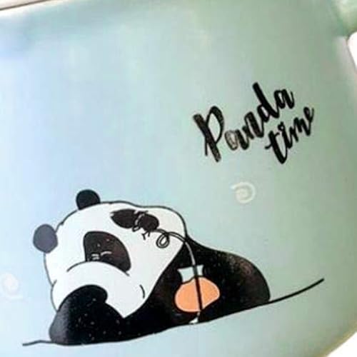 Image of BonZeal Panda Ceramic Coffee Mug with Lid & Spoon, 325 ML Cute Panda Tea Mug with 3D Panda Lid, Coffee Cup for Kids & Adults, Milk Mug, Office Mug, Birthday Gift for Girls, Boys, Women & Panda Lovers