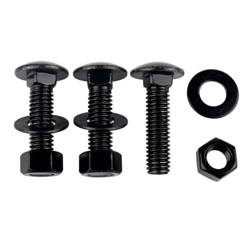 Image of 8 Sets 5 /16-18 x 1 inch Carriage Bolts Screws Round Head Square Neck and Hex Nuts, Flat Washers 304 Stainless Steel 18-8 Full Thread, Black