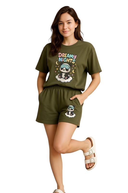 my swag Cotton Nightwear Set for Women |Printed T-Shirt and Shorts for Womens&Girls-picture-37