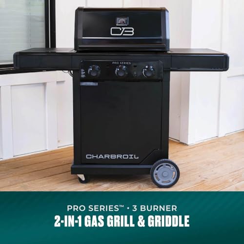 Image of Charbroil Pro Series with Amplifire Technology 3-Burner Propane Gas Grill and Griddle Cabinet, Black - 463365124