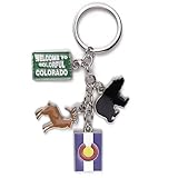 Includes four detailed metal charms representing Colorado symbols. Durable and lightweight design for everyday use. Features vibrant colors and high-quality enamel finishing. Attached to a sturdy metal ring for secure key organization. Compact and tr...