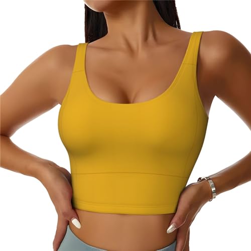 Mustard Yellow Racerback Sports Bra for Women, High Impact Sports Vest, Cute Tank Top for Yoga Gym