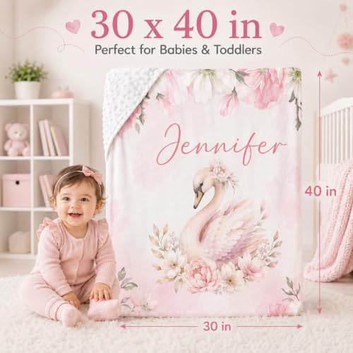 Image of Personalized Baby Blanket for Girls, Custom Nursery Blanket with Name, 30 x 40 Inch Soft Minky Blanket for Baby Toddlers, Newborn Print 08
