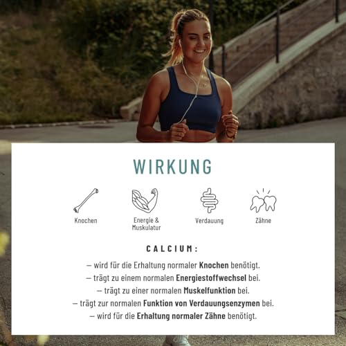 NATURTREU® Calcium hochdosiert mit Vitamin C vegan - 120 Kalzium Kapseln 800mg hochdosiertes Calcium pro Tagesdosis - Ohne Zusatzstoffe