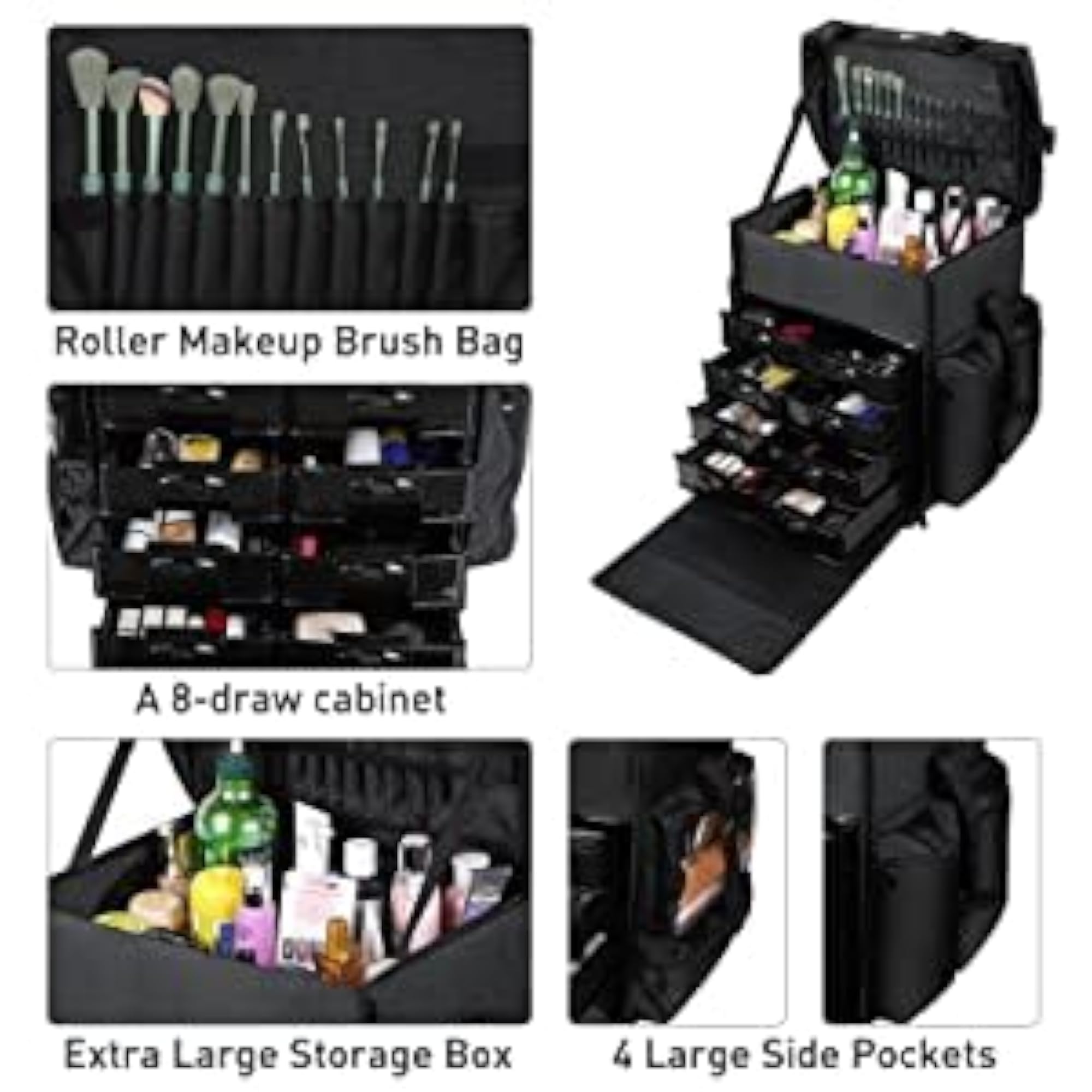 Makeup Artist Rolling Trolley Cosmetic Case, Travel Bag