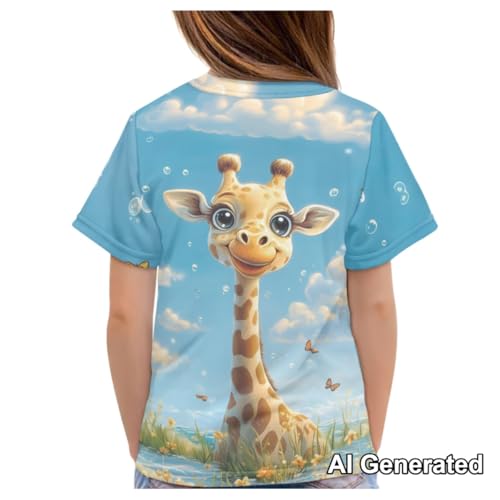 Image of Xhuibop Giraffe Shirts for Boys 13-14 Funny Graphic Crewneck Sweatshirts Unisex Short Sleeve T Shirts for Teens Breathable Tshirts Shirt Basic Casual Tops Comfortable Summer Outfits for Travel