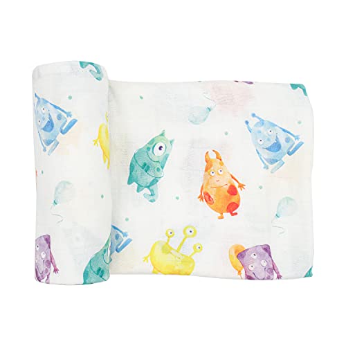 Image of immispace - Ultra Soft Swaddle Blanket | Muslin Blankets for Girls & Boys | Newborns & Infants Gifts | 30% Organic Cotton + 70% Rayon | Large 47" x 47" | Machine Washable (Monster)