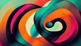 adrium Póster de 140 x 80 cm con diseño de espirales coloridas, pintura abstracta, color naranja, azul, rosa y negro (204958228)