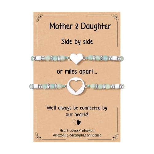 Image of Mother Daughter Bracelets Set for 2 Matching Heart Bracelets for Mother and Daughter to My Mom Bracelet Birthday Mothers Day Gifts for Mom Daughters