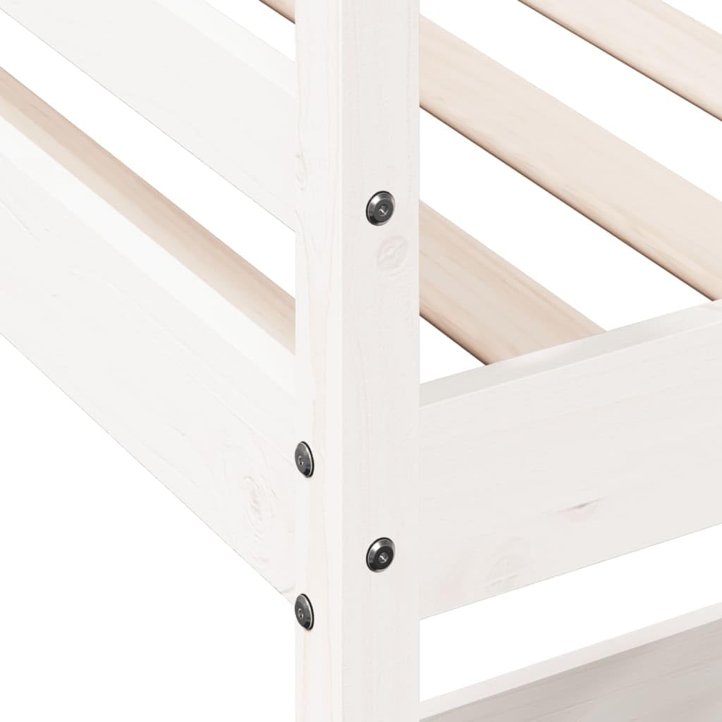 Close-up of the bed slats and frame construction