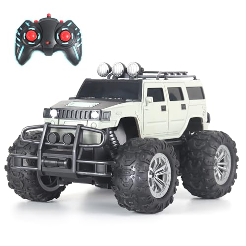 Image of popsugar Off Roader Rechargeable Remote Control Car | RC Car Monster Truck | 4 Headlight Modes | Lithium Battery | C-Type Charging | 2.4GHz Remote Controller | Made in India, Gray