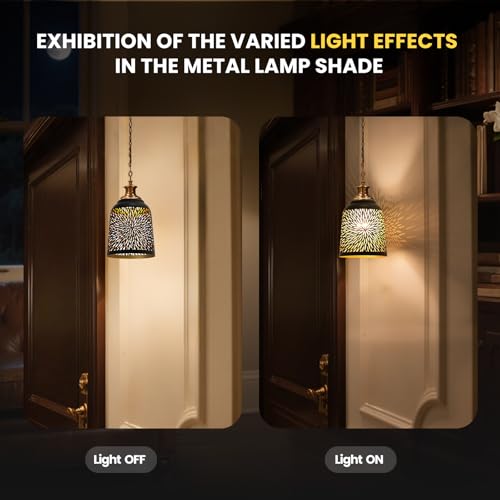 Image of Pendant Light Shade, Ceiling Fan Light Covers Replacements Etched Chrysanthemum Metal Lampshade 4 Pack, 1-5 /8 inch Fitter, 5.6 inch Height and 5 inch Diameter Fits for Lamp Shade