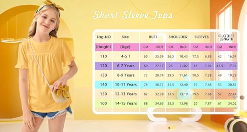 Image of Ebifin Girls Short Sleeve Tops Kids Peplum Babydoll T Shirts Tees 4-15Y | Girls T-Shirts, Crew neck Short Sleeve Shirts, Casual Tunic Tops, Cute Blouses, Summer Tees, Ruffle Hem, Loose fit