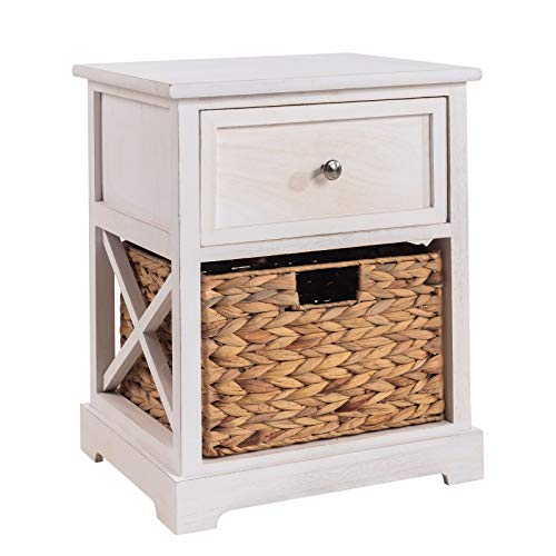 IDIMEX Table de Chevet Cheyenne Petite Commode de Nuit avec 1 tiroir et 1 Panier tressé, en Bois...