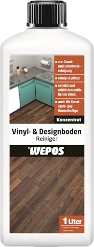 Wepos Vinyl-& Designboden Reiniger 1 Liter | Konzentrat | auch für Kunststoff und Gummibeläge | beseitigt mühelos Schmutz | entfernt Wachsreste