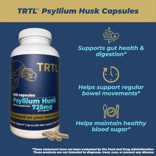 TRTL Psyllium Husk Capsules – 240ct | Fiber Supplement for Gut Health Support & Digestive Regularity | Packaged & Tested in USA, Non-GMO | 2.2g Fiber per Serving - Image 5
