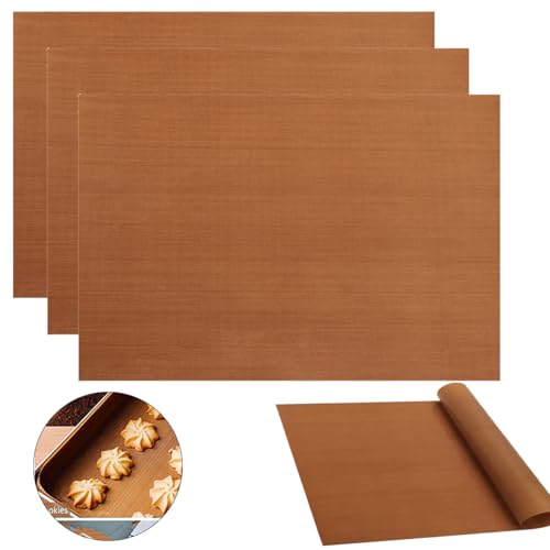 TSUOUKL Paquete de 4 Hojas de Teflón PTFE, Lámina de Hornear, Papel de Horno Reutilizable, Transferencia de Prensa de Calor Antiadherente 30x40 cm Resistente al Calor Craft Mat