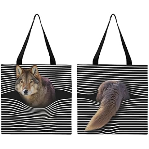Ynbuyouzhong Canvas Tote Bag Wolf Breakthrough Canvas Bag Shoulder Bag White One Size Cover