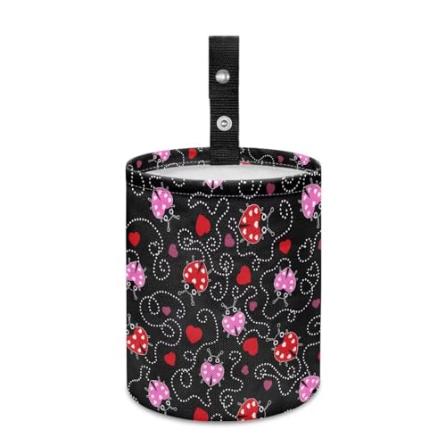 Image of Renewold Car Trash Can Ladybug Print Car Trash Bag Hanging with Adjustable Straps Foldable and Portable Garbage Bin Bedroom Camping Picnic Hiking Beach Storage Orgainzer Desktop Bag Waterproof