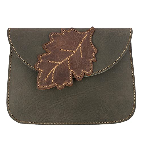 Hide & Drink, Leaves Card Wallet Pouch Handmade from Full Grain Leather, Soft Coin & Cash Organizer, Cable Holder & Accessories Case :: Dark Jade