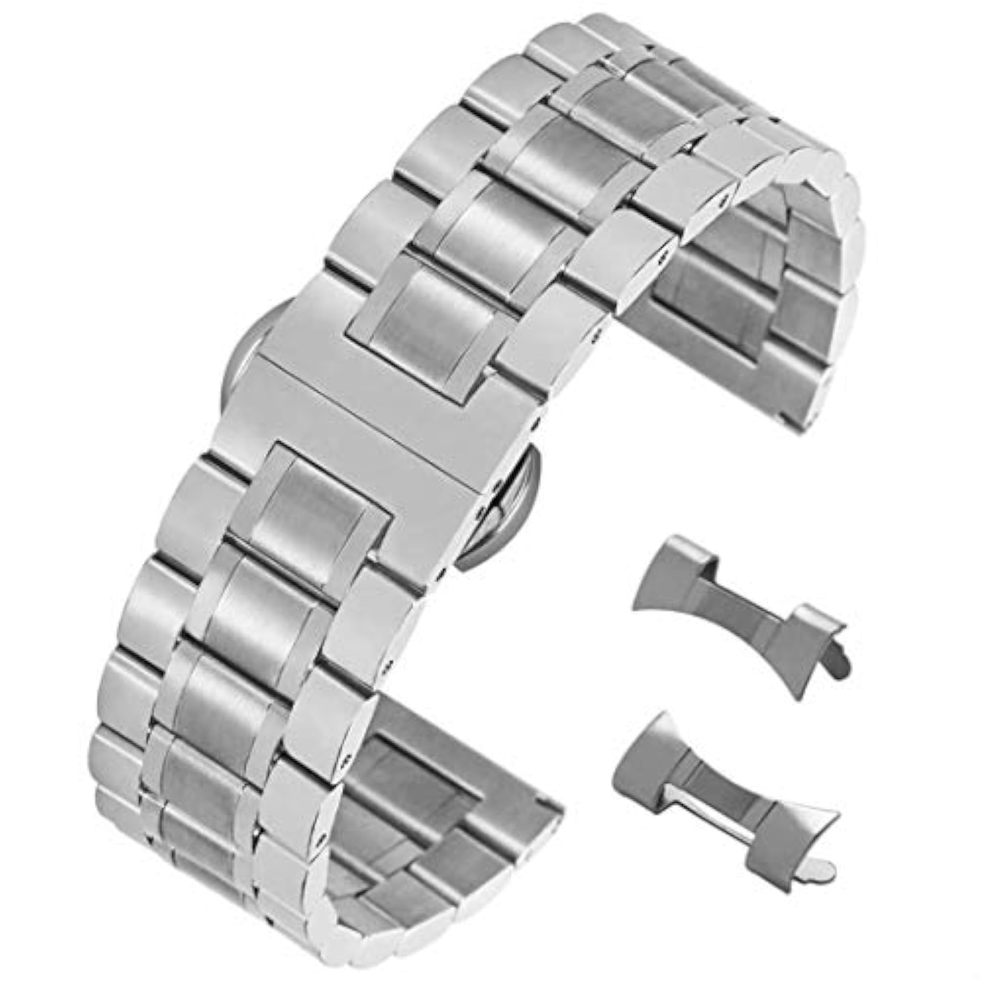 Brushed Stainless Steel Watch Strap Replacement, Straight & Curved End