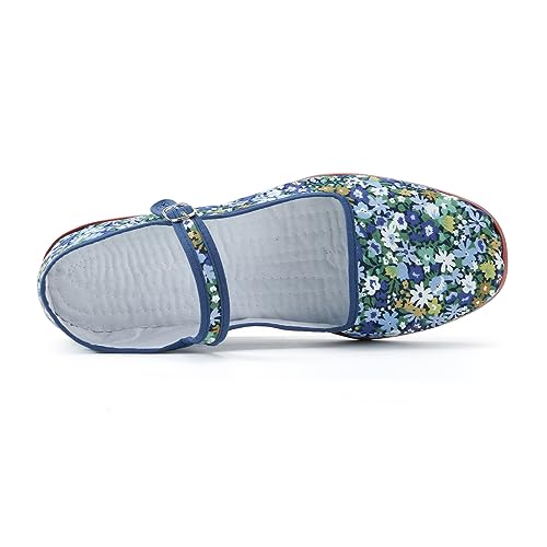 Image of Womens Classic China Flats, Casual China Doll Shoes, Cotton Mary Janes, Chinese Tai Chi Shoes (Little Flower, Adult, Women, Numeric 7, Numeric, us Footwear Size System, Medium)