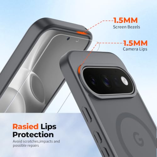 Image of SUPFINE Magnetic for Google Pixel 11 Case - Titanium Gray | With Screen Protector,Translucent Matte,Built-in Magnets,Military Grade Drop Protection,Shockproof Phone Cover