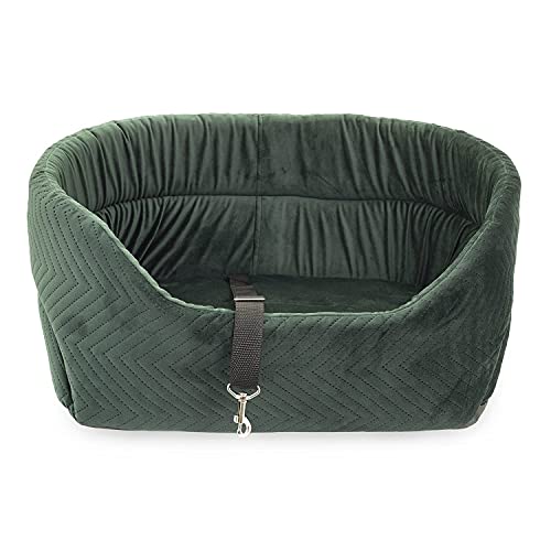 BOUTIQUE ZOO Hunde Autositz Universal Waschbar Abriebfest, Autositz Hund für Vordersitz, Beifahrersitz, Rückbank, Hundebett Hundetasche, M: 51 cm x 40 cm, Grün - Wildlederimitat