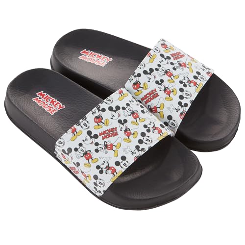 Disney Ladies Minnie and Mickey Slides - Ladies Classic Mickey and Minnie Mouse Slide Sandals Mickey & Minnie Mouse Slip On Slides