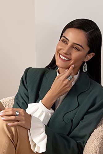 JEAN RACHEL JEWELRY 925 Sterling Silver Dangle Earrings for Women - Large Drop Shaped Lace & Oxidized Vintage Design - Hypoallergenic, Lead & Nickel Free - Artisan Handcrafted Statement Earrings4