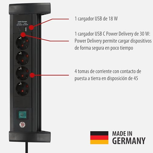 Regleta Brennenstuhl Premium de 4 enchufes e interruptor para ordenador 2