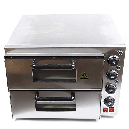 DONNGYZ Electric Pizza Oven Commercial Double Deck Bake Oven Machine Stainless Steel Ceramic Stone Toaster Suitable for Restaurant Kitchen 3000W(US Stock) - Thumbnail 6
