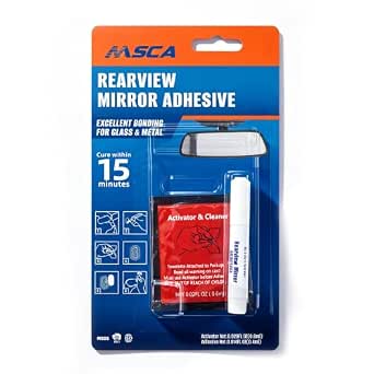 NASCA Rearview Mirror Adhesive Kit - Fast Curing Metal to Glass Glue