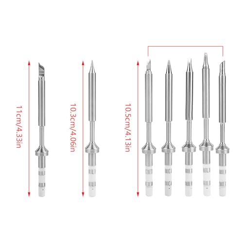 Image of TS100 Soldering Iron Tips Kit (Complete Set of 7 Pieces) with 7 Stainless Steel Replacement Heads Mini Portable Welding Soldering Tools